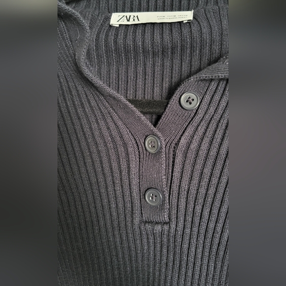 Zara Dark Blue Ribbed Knit Top - Picture 2 of 4